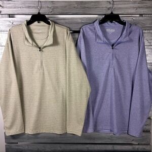 Maelreg Mens 2XL Performance 1/4 Zip Pullover Shirt Khaki Blue golf Lot 2 NICE